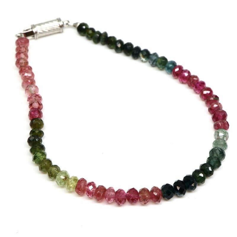 ◆天然トルマリンブレスレット◆J 約6.7g 約19.5cm tourmaline jewelry necklace ジュエリー DA5/DB5