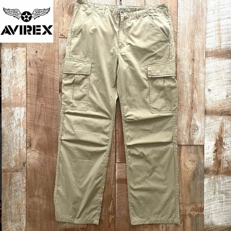 【新品同様】AVIREX アヴィレックス STYLE NO.6176084 春夏 カーゴパンツ 2XL カーキ 大きいサイズ ビッグサイズ