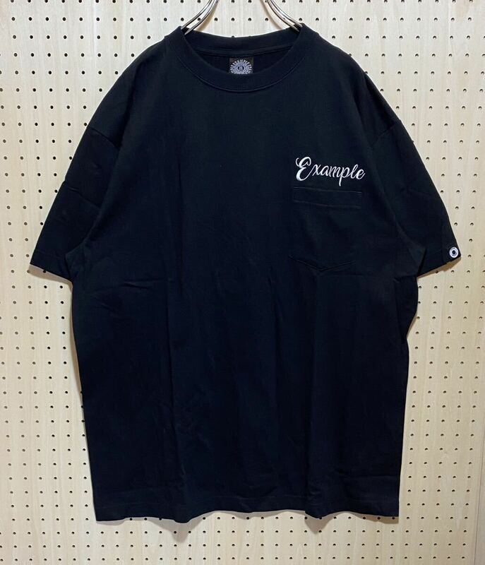 【XL】EXAMPLE Embroidery Logo Pocket Tee Shirt Black イグザンプル 刺繍 ロゴ ポケットTシャツ ブラック 黒 T345