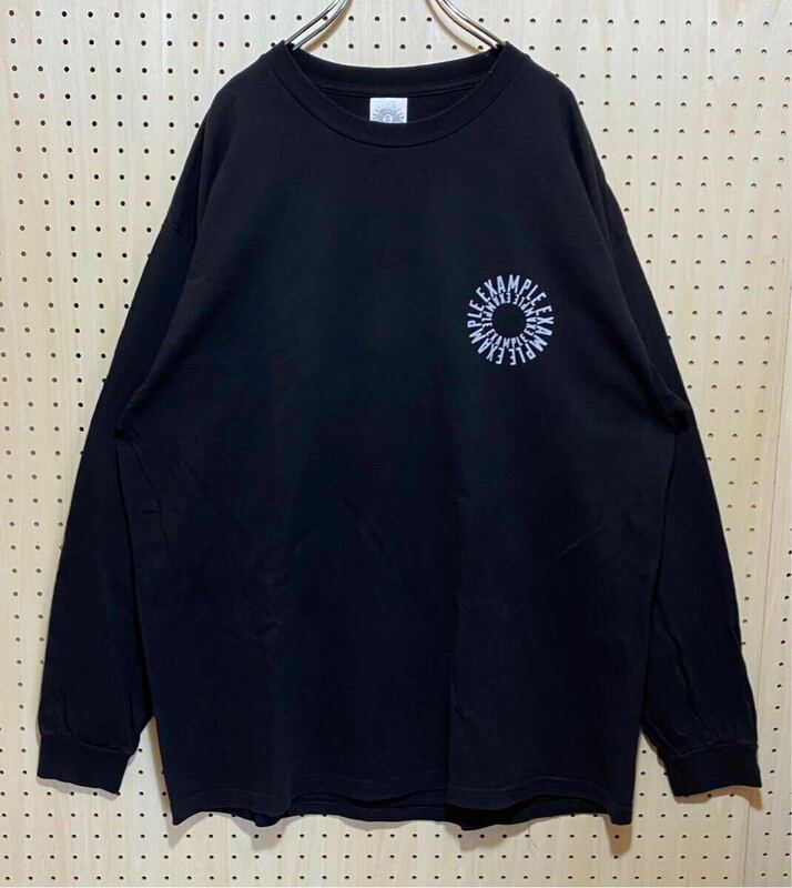 【XL】EXAMPLE Circle Logo Print L/S Shirt Black イグザンプル サークル ロゴ プリント 長袖 シャツ ブラック 黒 T344