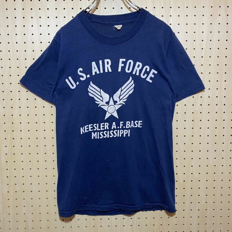 80s SCREEN STARS U.S. AIR FORCE Print Tee Shirt Navy 80年代 スクリーンスターズ アメリカ 空軍 ロゴ プリント Tシャツ 紺 USA製 T368