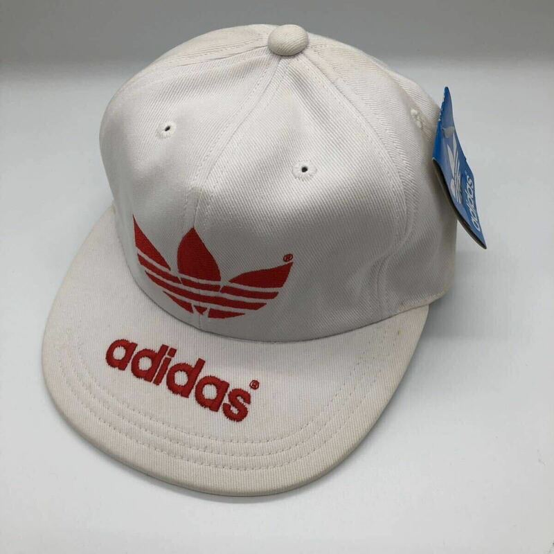 【S】80s 90s Dead Stock adidas Logo Cap White 80年代 90年代 デッドストック アディダス キャップ ホワイト 白 デサント製 日本製 T402