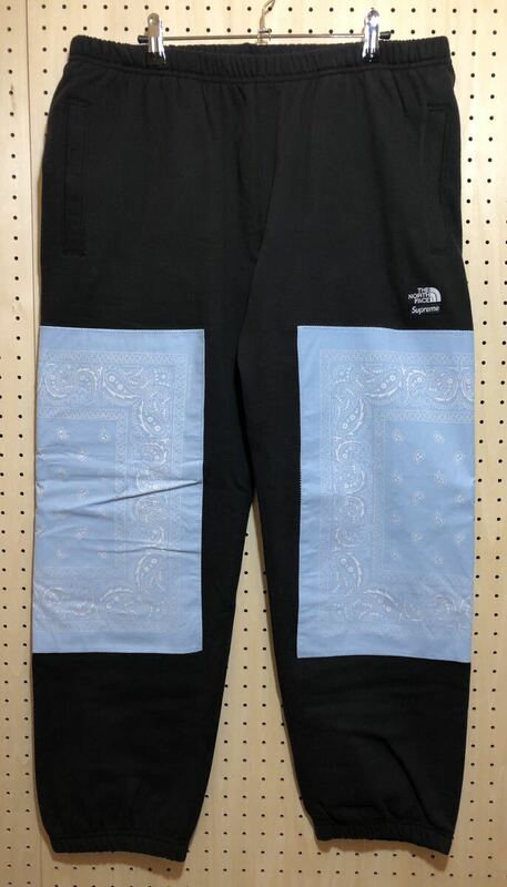 【L】新品 Supreme TheNorthFace Bandana Sweatpant Black シュプリーム ノースフェイス バンダナ スエットパンツ (NB022101TB) T323