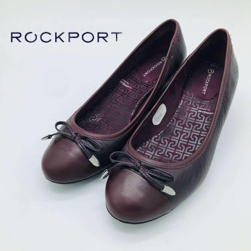 ROCKPORT ロックポート ウェッヂパンプス ウォーキング 本革 スポーツ 22.0㎝ パープル コンフォート クッション リボン