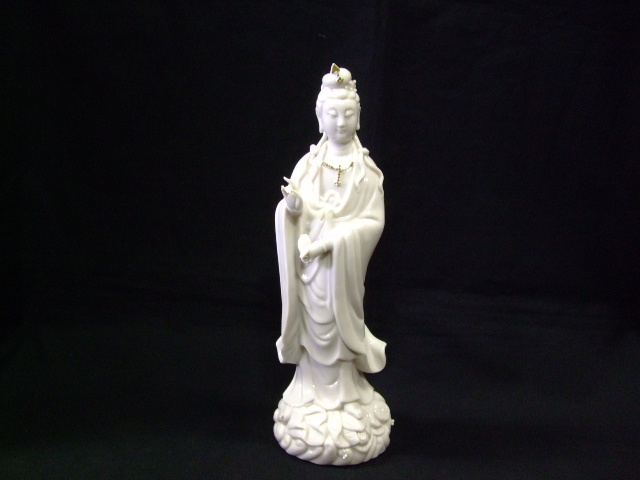 中国古玩　白磁　観音菩薩像　仏像　唐物　時代物　25.5ｃｍ