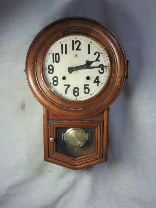 柱時計　9インチペイント文字盤　頭丸　アイチ時計製　古時計　完動品