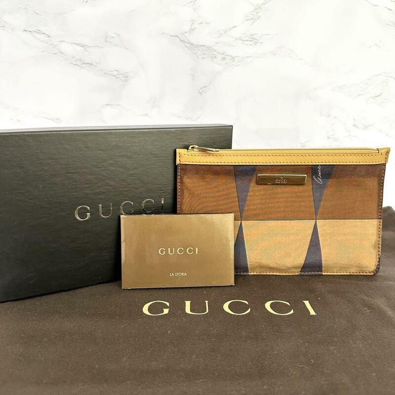 グッチ GUCCI フラット ポーチ ナイロン レザー 箱付き g00400