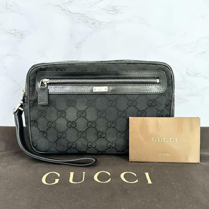 グッチ GUCCI ポーチ GGキャンバス ブラック マチあり g00394