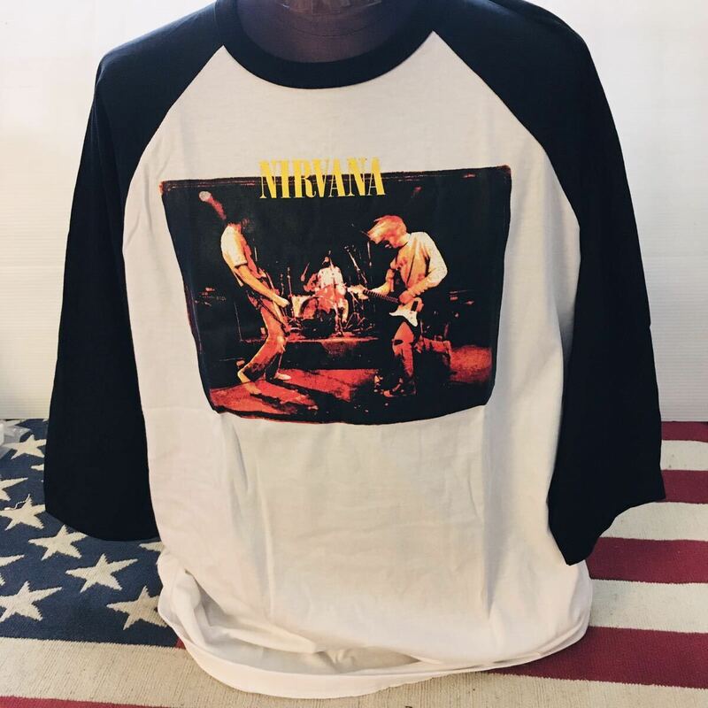 90年代バンド　ニルヴァーナ　Nirvana L ラグラン　バンドTシャツ