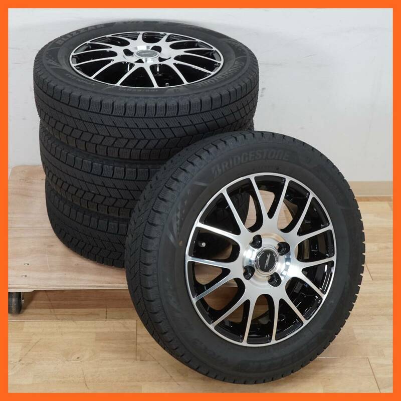 前ダ:【14インチ】タイヤ付ホイール4本セット BRIDGESTONE TOPRUN 14×4.5J 4穴 / BLIZZAK 165/65R14 79Q スタッドレス ★送料無料★