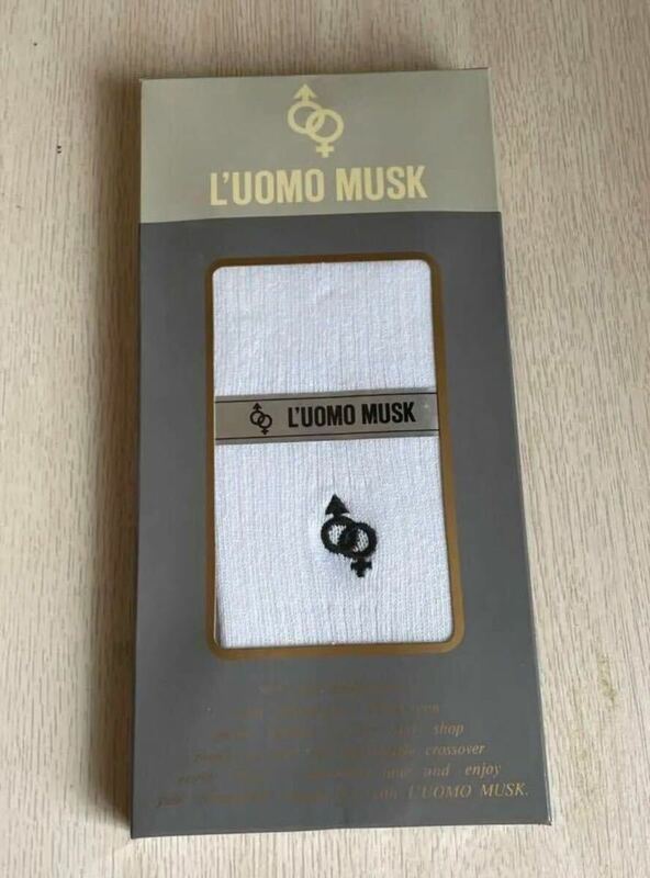 L'UOMO MUSK 靴下 ソックス 白 ワンポイント 24cm〜26cmメンズソックス 通勤 通学 ワンポイントブルックスブラザーズ 