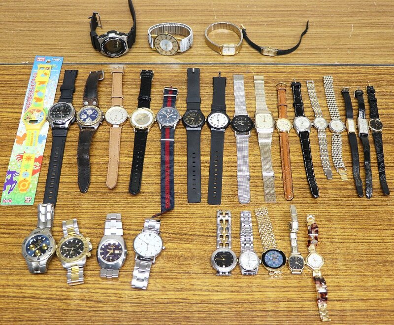 S◇ジャンク品◇腕時計 30点 まとめてセット CASIO/GUESS/Falcon/TRUSSARDI/TECHNOS/DOLICE SEGRETO/SEIKO 他 ※詳細・動作未確認