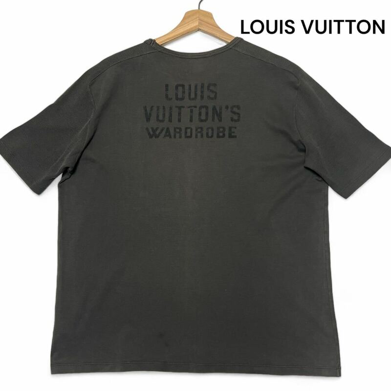 激レア◎Lサイズ!!ルイヴィトン【幻の希少モデル】LOUIS VUITTON バック プリント 半袖 Tシャツ ブラウン イタリア製 春夏 薄手◎メンズ