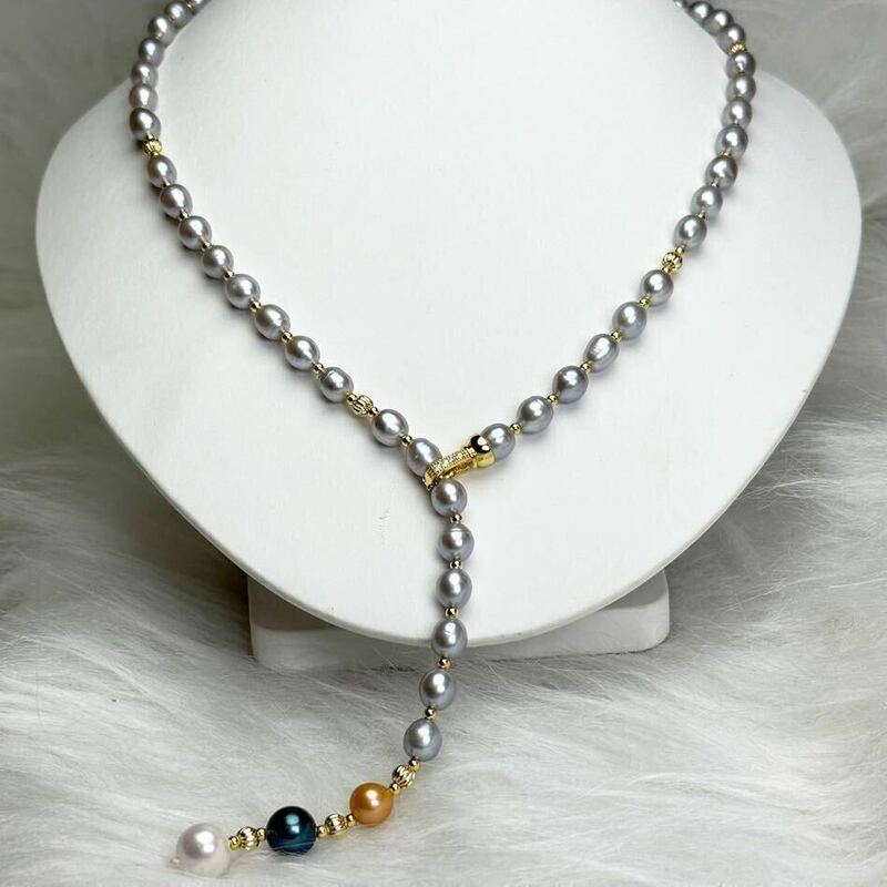 綺麗南洋真珠本真珠ネックレス6-10mm 56cm 天然パールネックレスjewelry 珠 ネックレス 真珠ネックレス