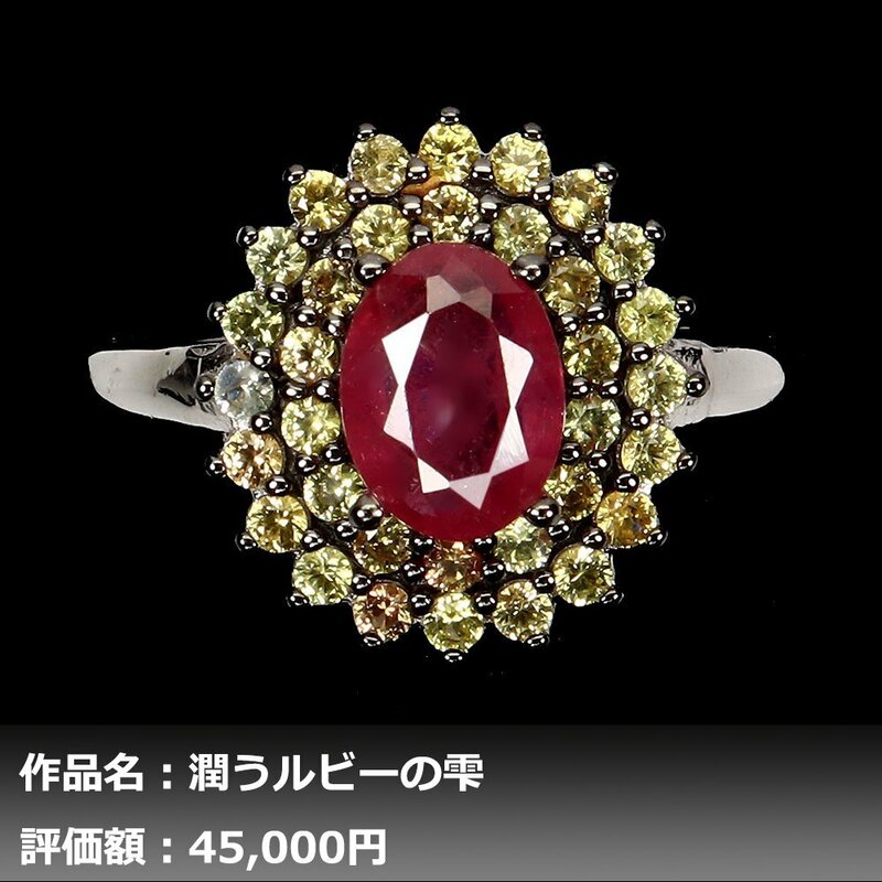 【1円新品】3.00ct 天然ピジョンブラッドルビー&サファイア K14WG仕上リング 16号｜作家モノ｜本物保証｜日宝協鑑別対応