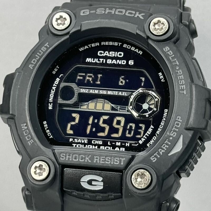 美品 G-SHOCK GW-7900B-1JF タフソーラー 電波受信 電波ソーラー マルチバンド6 ブラック 反転液晶 タイドグラフ/ムーンデータ デジタル