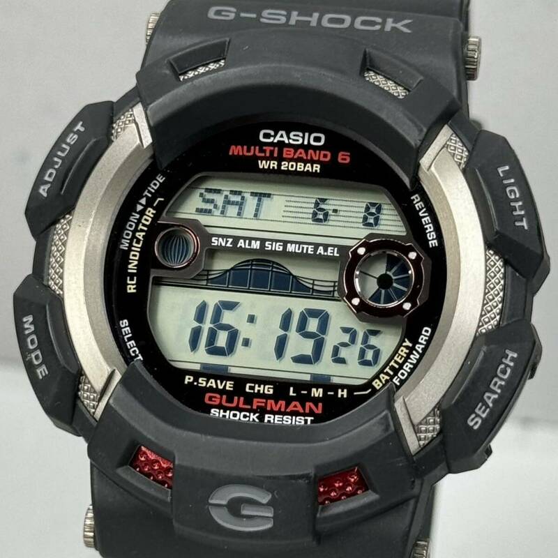 極美品 G-SHOCK GW-9110-1JF GULFMAN/ガルフマン タフソーラー 電波受信 電波ソーラー マルチバンド6 チタンパーツ ブラック タイドグラフ