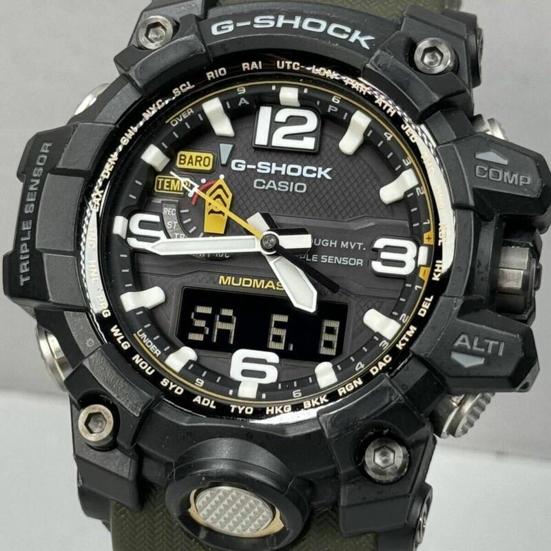 美品G-SHOCK GWG-1000-1A3JF MUDMASTER タフソーラー電波受信 電波ソーラー マルチバンド6 アナデジ トリプルセンサー搭載 ブラック