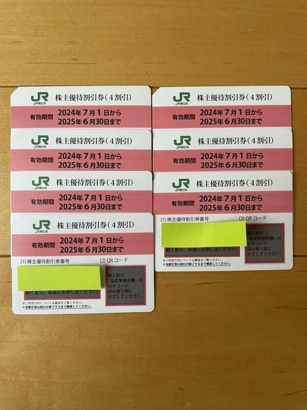 JR東日本株主優待券(４割引き) 7枚セット有効期間 ２０２５年６月３０日まで 。 
