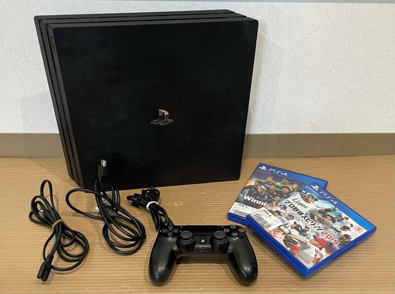 格安!! 99円スタート!! 中古品 SONY PS4 Pro PlayStation4 Pro CUH-7200B 1TB ブラック プレステ４プロ 箱無し ゲーム機 ソフト2本おまけ