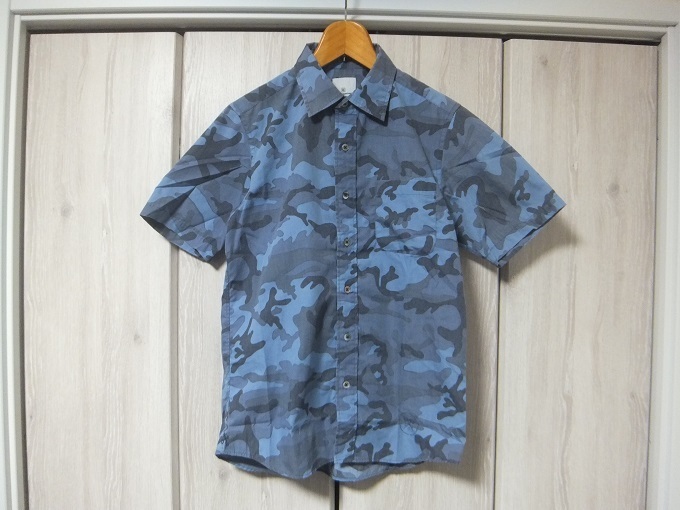 uniform experiment 迷彩柄長袖シャツ 1 青☆ユニフォームエクスペリメント カモ柄 カモフラージュ 日本製