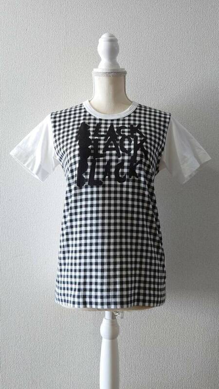 BLACK COMME des GARCONS AD2008 チェック柄プリント Tシャツ L 半袖 コムデギャルソン 日本製