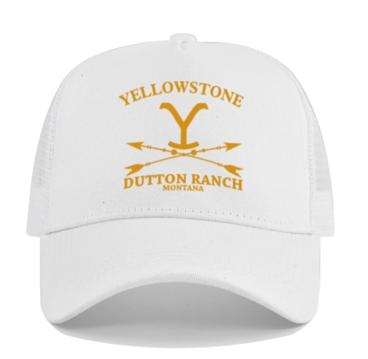 メッシュ★アメリカ 国立公園 YELLOWSTONE★熱中対策 軽量 速乾性★通気性抜群★帽子★白★野球帽★キャップ★ゴルフ 野球 釣り★シンプル