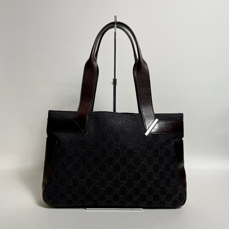 2405-64-1｜美品｜GUCCI グッチ GGキャンバス トートバッグ キャンバス レザー ダークブラウン