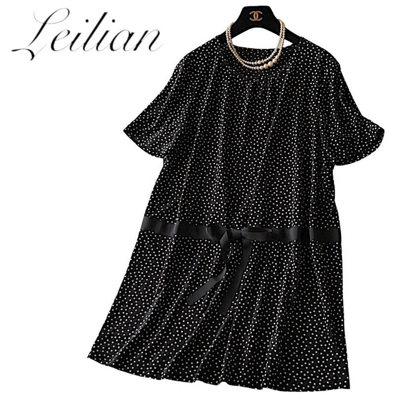 C17◆極美品 レリアン Leilian プラスハウス 大きいサイズ 13+ XL-2XL前後 チュニック ワンピース ストレッチ 涼しい とろみ生地 薄手 春夏