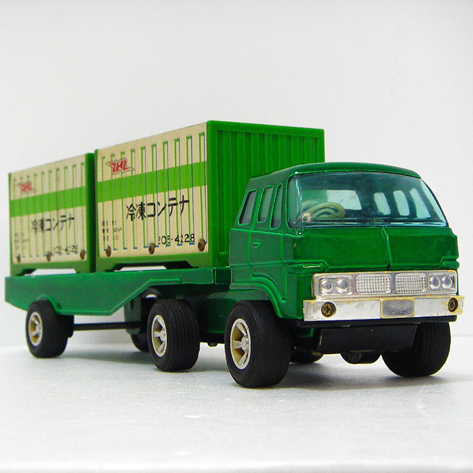 【中古玩具】昭和レトロ：ICHIKO / イチコー：JNR 国鉄 冷凍コンテナ トレーラー トラック：ブリキのおもちゃ：フリクション走行