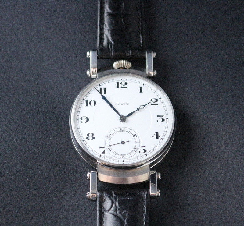 1910年代 ロレックス懐中時計ムーブメント使用 カスタム時計 白文字盤＆エングレービング（22）