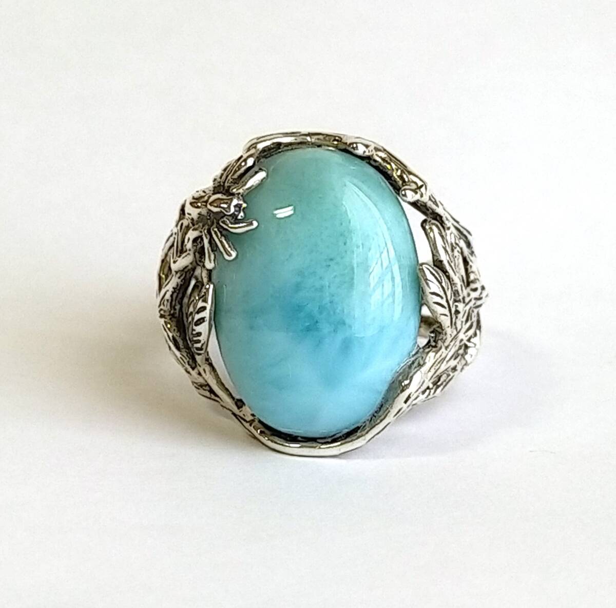 ラリマー リング シルバー 925 サイズ調節可能 指輪 パワーストーン ドミニカ 天然 レディース メンズ