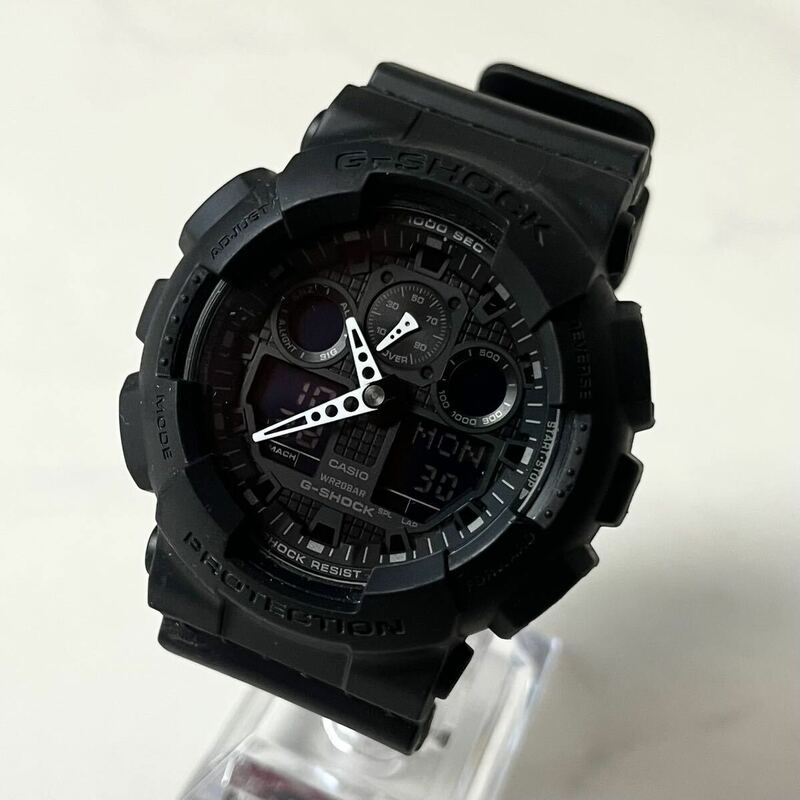 【実働】 CASIO G-SHOCK カシオ Gショック GA-100 アナデジ ミリタリー タクティカル デザイン ウォッチ 腕時計 マットブラック 稼働品