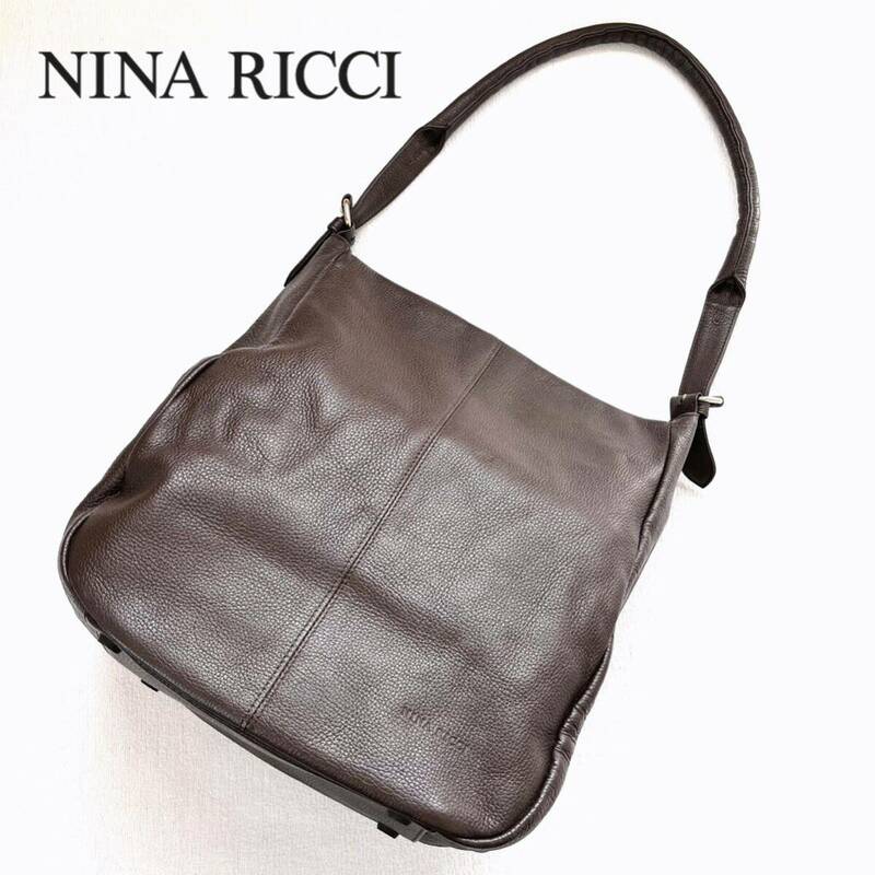 ニナリッチ NINA RICCI ショルダーバッグ レザー 本革 肩掛け トートバッグ ブラウン 茶 レディース ブランドバッグ シボ革