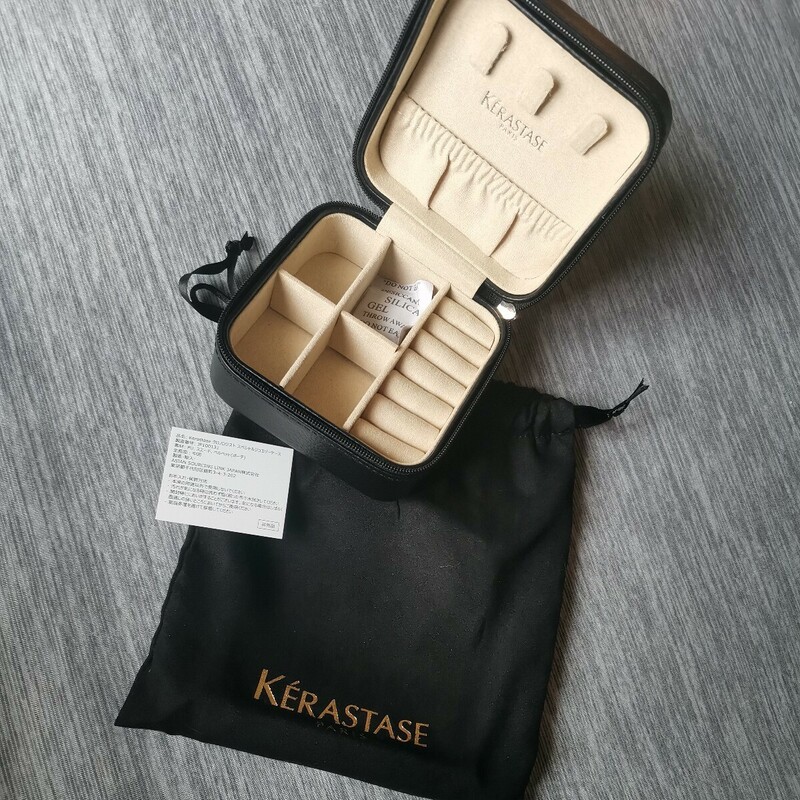 ケラスターゼ ジュエリーボックス KERASTASE ブラック 宝石箱 非売品 巾着入り 持ち運び ネックレス 指輪 ピアス 巾着袋 小物入れ