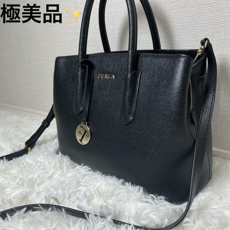 極美品 フルラ FURLA ショルダーバッグ 2way サフィアーノレザー