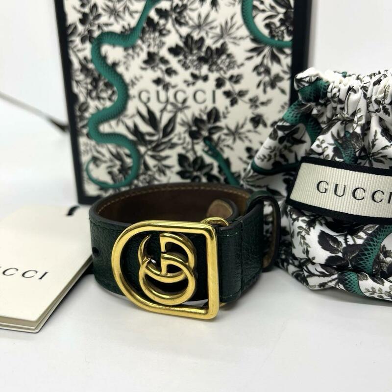 希少 GUCCI グッチ レザー 金具 GG マーモント ダブルG ブレスレット