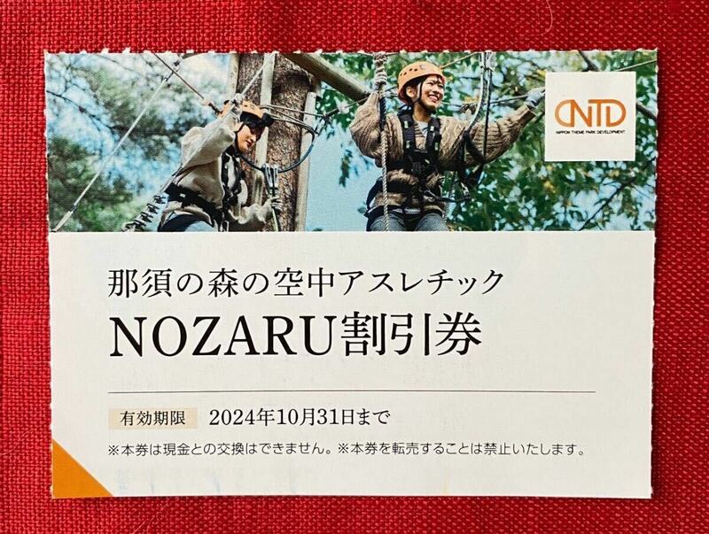 【送料無料】日本駐車場開発 株主優待券 NOZARU割引券1枚 那須の森 空中アスレチック　4名まで