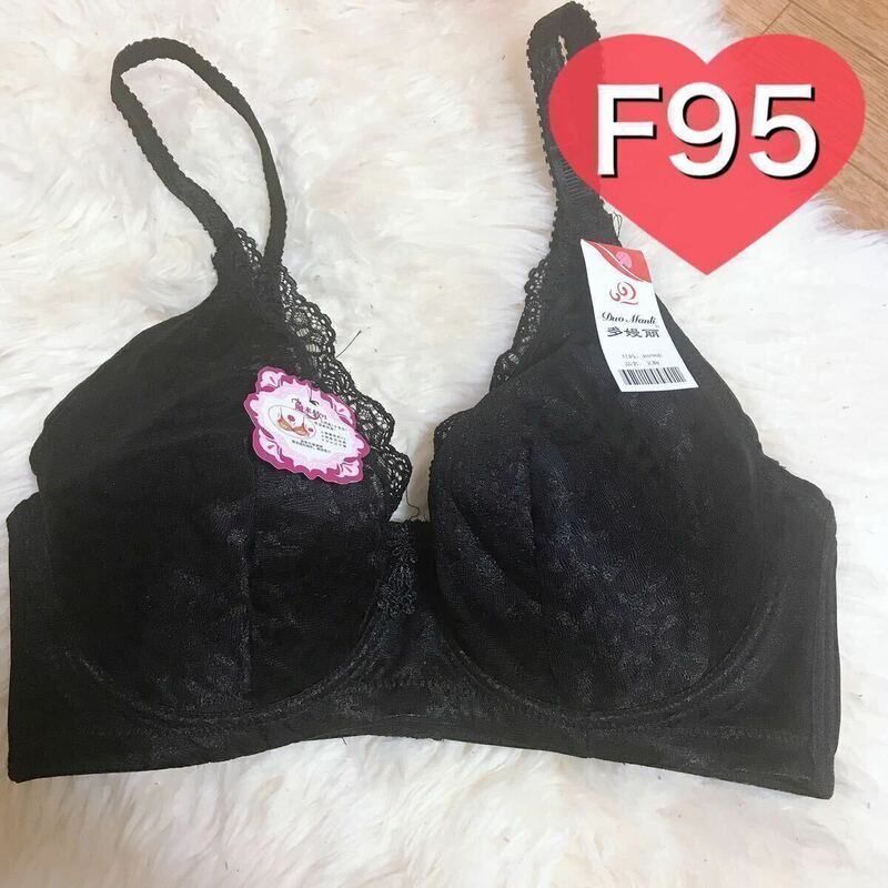 大きいサイズ フルカップ ブラジャー ブラック　黒 F95 Fカップ 95F 4段ホック 下着 大きいサイズ プラスサイズ ワイヤー レース