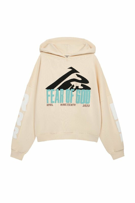 RRR-123 × FEAR OF GOD フィアオブゴッドエッセンシャルズ 上着 パーカー あんず色 希少 中古 M ■ JM A1