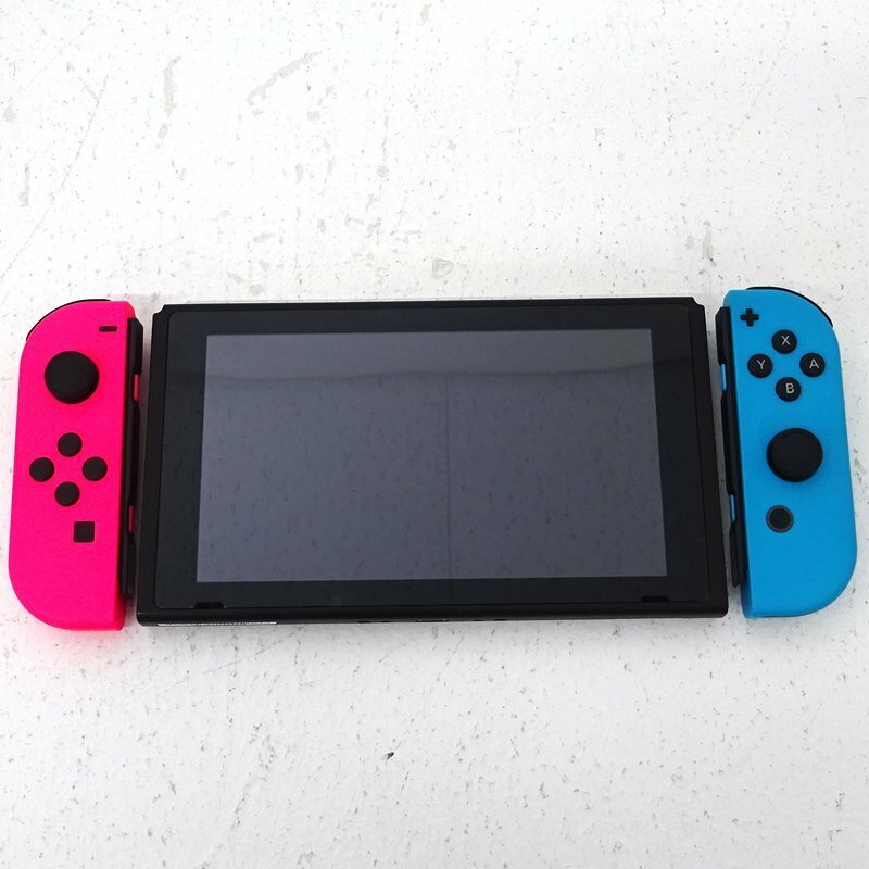 ★中古★【生活臭有】Nintendo Switch 本体 Joy-Con(L)ネオンピンク/(R)ネオンブルー (ニンテンドースイッチ/1円～)★【GM649】