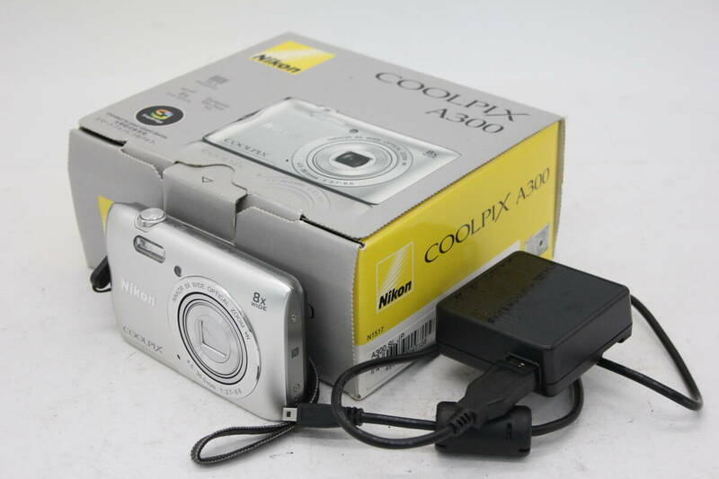 Y1325 【元箱付き】 ニコン Nikon Coolpix A300 シルバー コンパクトデジタルカメラ ACアダプター EH-72Pセット ジャンク