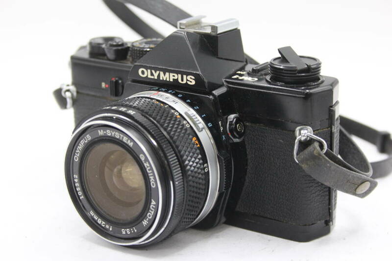 Y1343 オリンパス Olympus OM-1 ブラック M-System G.Zuiko Auto-W 28mm F3.5 フィルムカメラ ボディレンズセット ジャンク