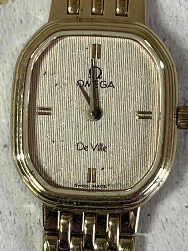 【H】【ジャンク】OMEGAオメガ deville デビル レディース 腕時計 クォーツ Swiss made ゴールド