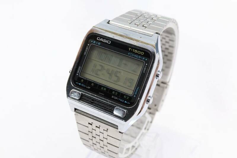 【W150-5】動作品 電池交換済 CASIO カシオ ウォーキング・ディクショナリー 英和 和英 辞書 デジタル 腕時計 T-1500 メンズ