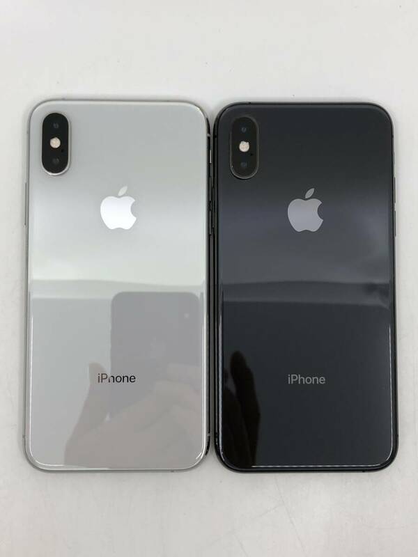 1円～ Apple iPhone XS 64GB　MTAX2J/A Silver シルバー　MTAW2J/A Space Gray スペースグレイ　Simフリー 中古本体 ２台セット