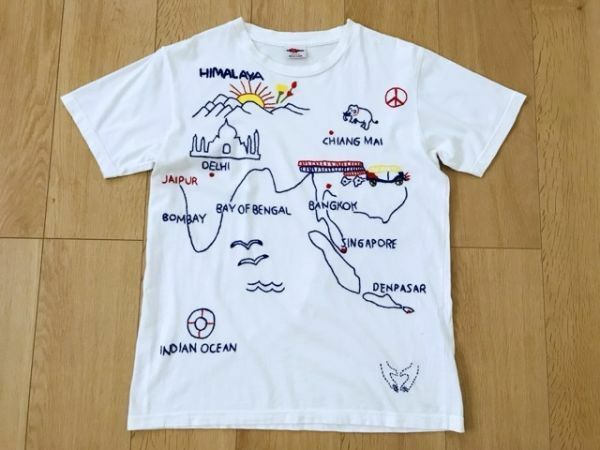 【良品】GAIJINMADE★刺繍入りTシャツ★白★XS