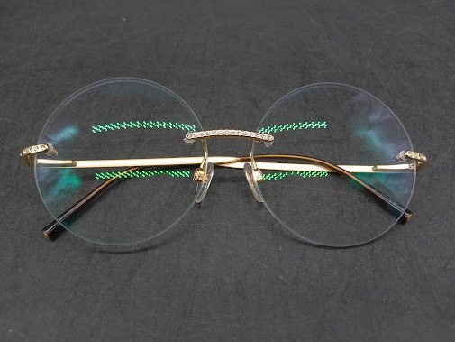 ▽ 【421】 シャネル メガネ 2054-B GP / CHANEL アイウェア Eyewear 眼鏡 ラウンド イタリア製 リムレス ツーポイント 度なし 伊達