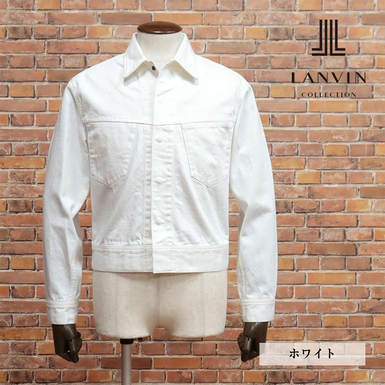 春夏/LANVIN COLLECTION/48サイズ/Gジャン ハリ コシ カラーデニム 無地 刺繍エンブロイダリー 日本製 新品/白/ホワイト/ib150/