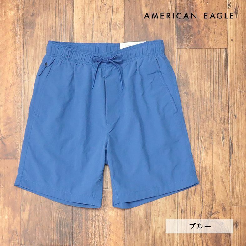 春夏/AMERICAN EAGLE/Sサイズ/ハーフパンツ 4132-7414 清涼 無地 イージー ウエストゴム キャンプ ショーツ 新品/青/ブルー/ih118/